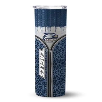 Customized Georgia Southern Eagles Sparkle Drip Blue Skinny Tumbler