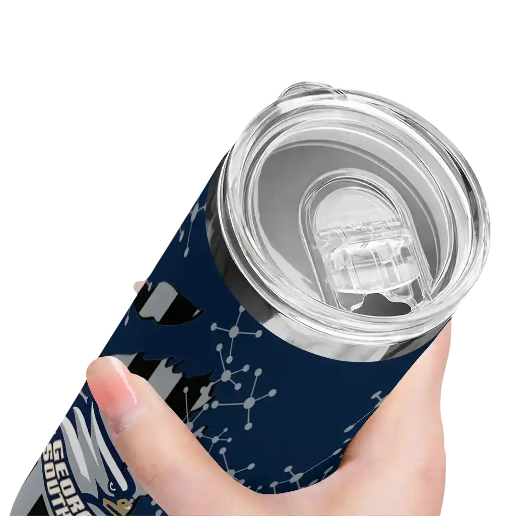 customized-georgia-southern-eagles-star-pop-blue-black-skinny-tumbler-high-quality.webp