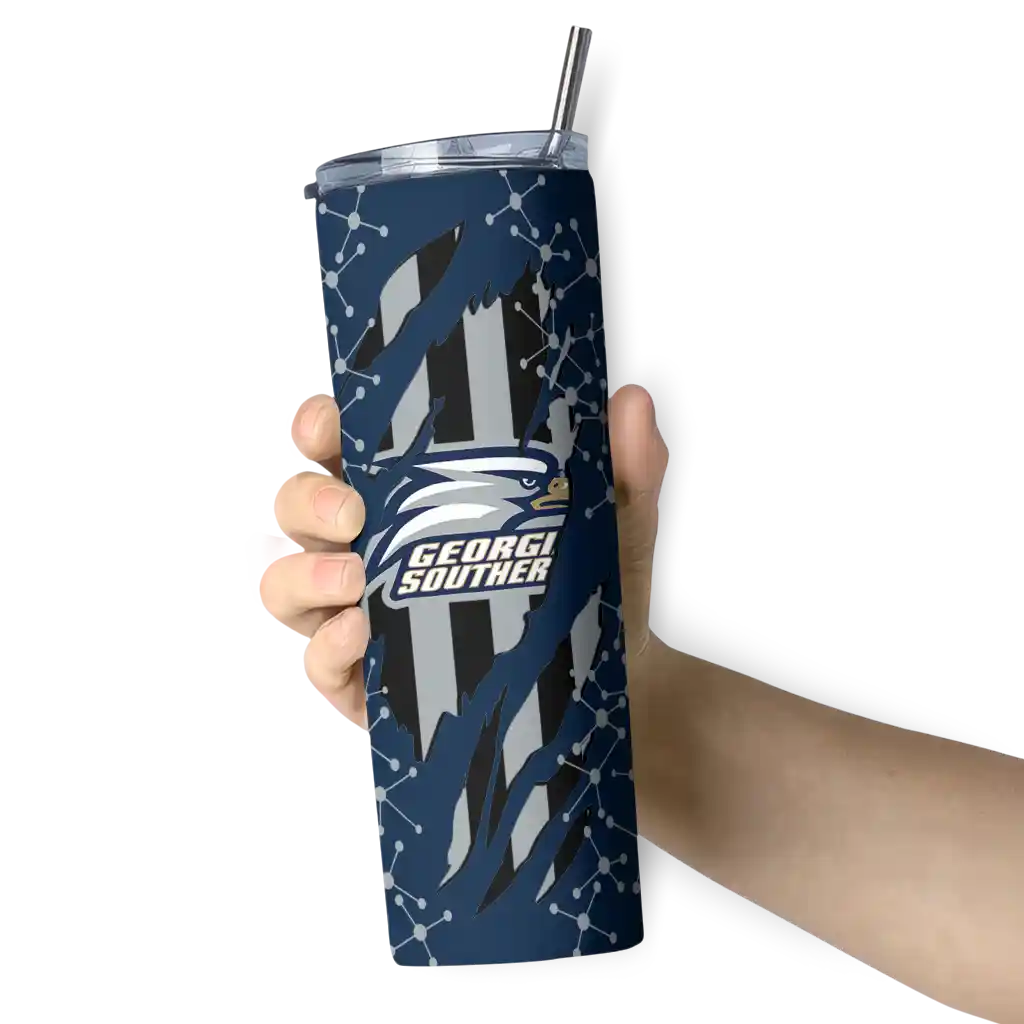 customized-georgia-southern-eagles-star-pop-blue-black-skinny-tumbler-premium-grade.webp