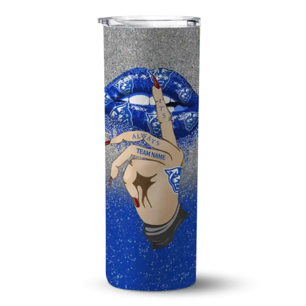 customized georgia state panthers sparkle lips blue skinny tumbler best selling 1