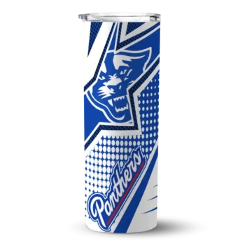 Customized Georgia State Panthers Web Stripes Blue White Skinny Tumbler