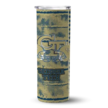 Customized Georgia Tech Yellow Jackets Chevron Patch Gold Skinny Tumbler