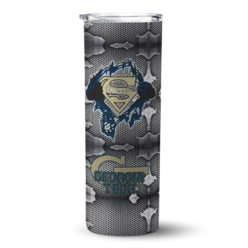 Customized Georgia Tech Yellow Jackets Chevron V Gold Gray Skinny Tumbler