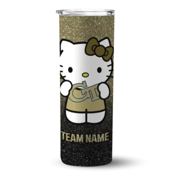 Customized Georgia Tech Yellow Jackets Hello Kitty Gold Black Skinny Tumbler