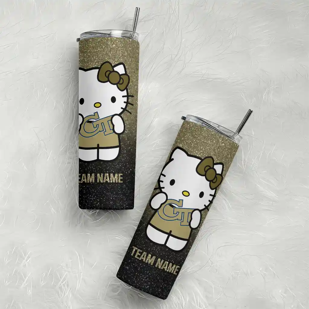 customized-georgia-tech-yellow-jackets-hello-kitty-gold-black-skinny-tumbler-top-rated.webp