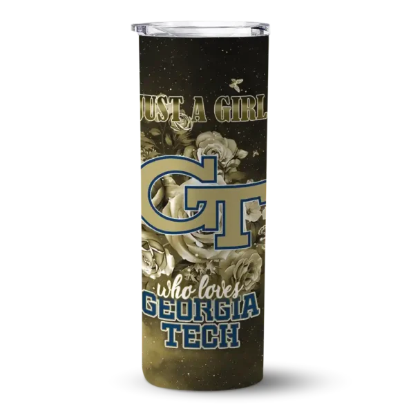 customized georgia tech yellow jackets rose romance gold black skinny tumbler best selling 1 1