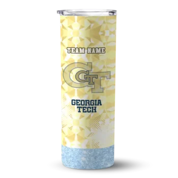 Customized Georgia Tech Yellow Jackets Starburst Tiles Gold Skinny Tumbler