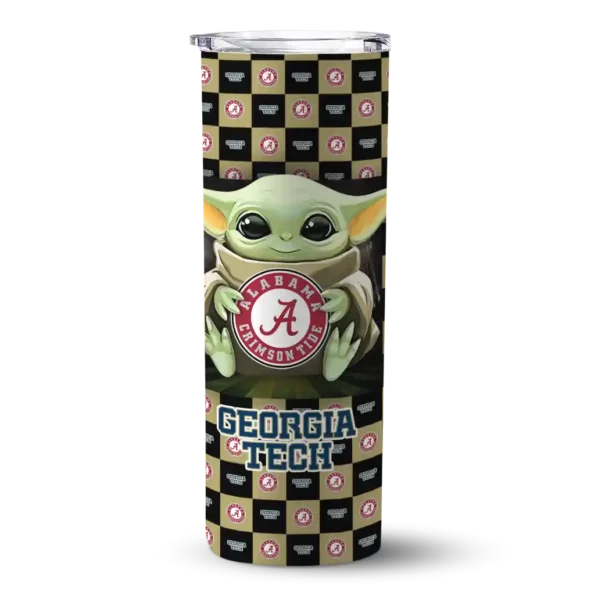 customized georgia tech yellow jackets yoda cozy gold black skinny tumbler best selling 1 1