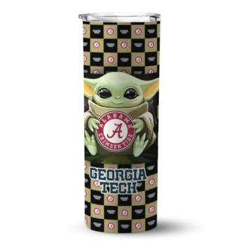Customized Georgia Tech Yellow Jackets Yoda Cozy Gold Black Skinny Tumbler