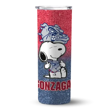 Customized Gonzaga Bulldogs Snoopy Attitude Blue Skinny Tumbler