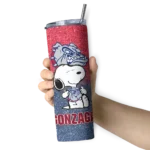 customized-gonzaga-bulldogs-snoopy-attitude-blue-skinny-tumbler-best-selling.webp