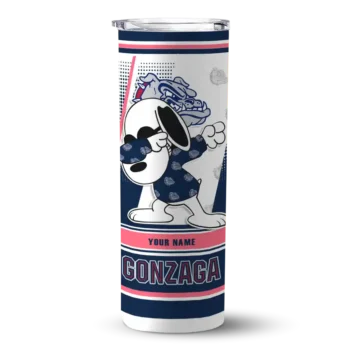 Customized Gonzaga Bulldogs Snoopy Dog Blue White Skinny Tumbler