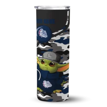 Customized Gonzaga Bulldogs Yoda Camo Blue Black Skinny Tumbler