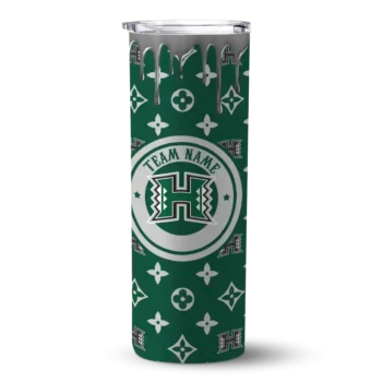 Customized Hawaii Rainbow Warriors Camo Streak Green Skinny Tumbler