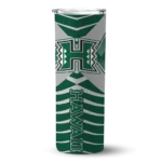 customized-hawaii-rainbow-warriors-camo-texture-green-skinny-tumbler-best-selling.webp