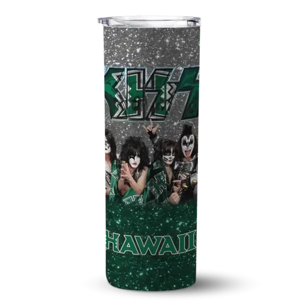 customized hawaii rainbow warriors kiss band silver skinny tumbler best selling