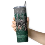 customized-hawaii-rainbow-warriors-kiss-band-silver-skinny-tumbler-best-selling.webp
