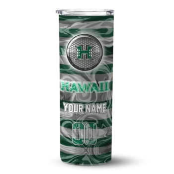 Customized Hawaii Rainbow Warriors Patterned Waves Green Skinny Tumbler