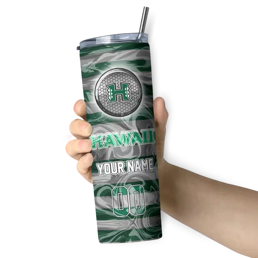 customized-hawaii-rainbow-warriors-patterned-waves-green-skinny-tumbler-premium-grade.webp