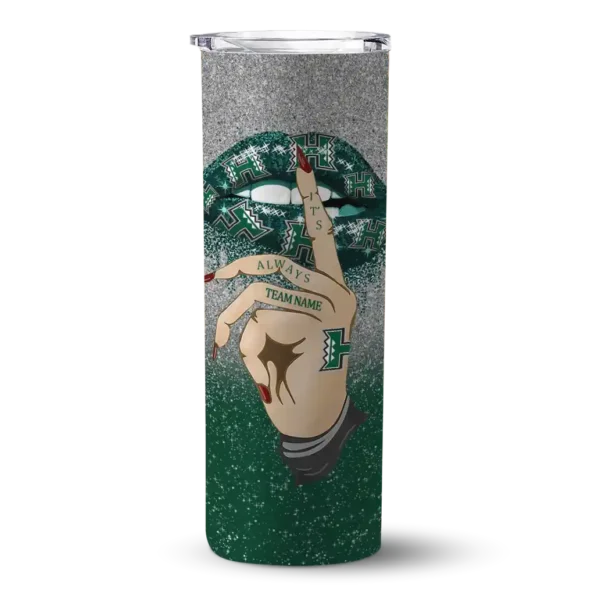 customized hawaii rainbow warriors sparkle lips green skinny tumbler best selling