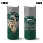 customized-hawaii-rainbow-warriors-sparkle-lips-green-skinny-tumbler-best-selling.webp