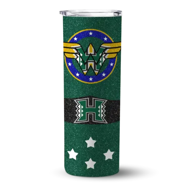 customized hawaii rainbow warriors star cluster green skinny tumbler best selling