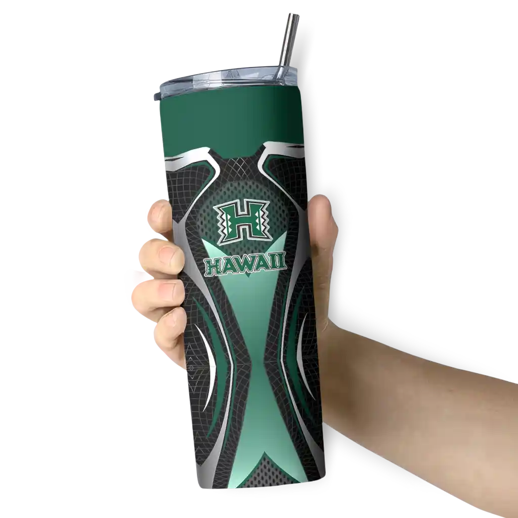 customized-hawaii-rainbow-warriors-superman-emblem-green-black-skinny-tumbler-premium-grade.webp