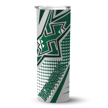 Customized Hawaii Rainbow Warriors Web Stripes Green White Skinny Tumbler