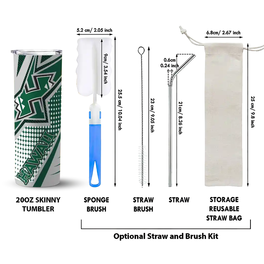 customized-hawaii-rainbow-warriors-web-stripes-green-white-skinny-tumbler-new-arrival.webp