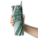 customized-hawaii-rainbow-warriors-web-stripes-green-white-skinny-tumbler-best-selling.webp