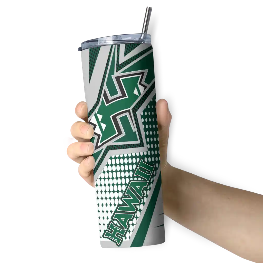 customized-hawaii-rainbow-warriors-web-stripes-green-white-skinny-tumbler-premium-grade-2.webp