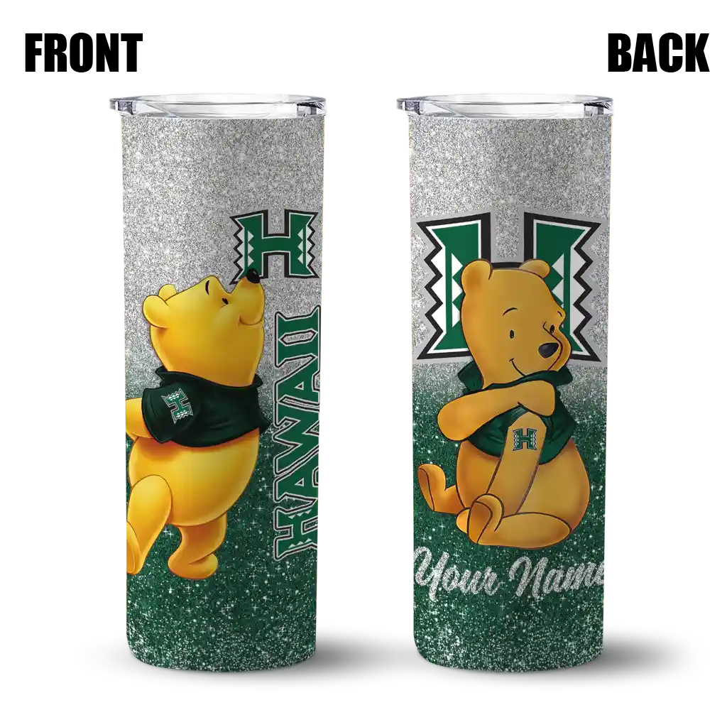 customized-hawaii-rainbow-warriors-winnie-the-pooh-green-gray-skinny-tumbler-fashion-forward.webp