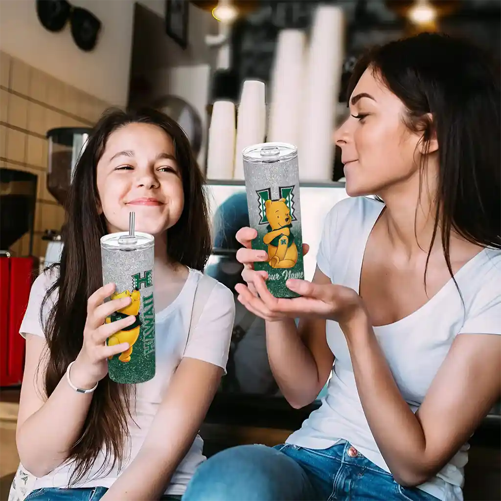customized-hawaii-rainbow-warriors-winnie-the-pooh-green-gray-skinny-tumbler-trendy.webp