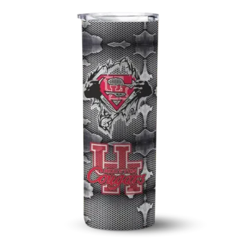 Customized Houston Cougars Chevron V Red Gray Skinny Tumbler