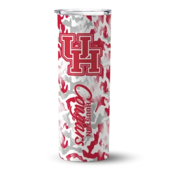 Customized Houston Cougars Claw Marks Red White Skinny Tumbler