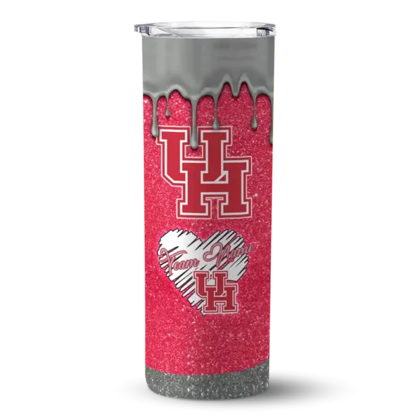 customized houston cougars pixel fade red skinny tumbler best selling