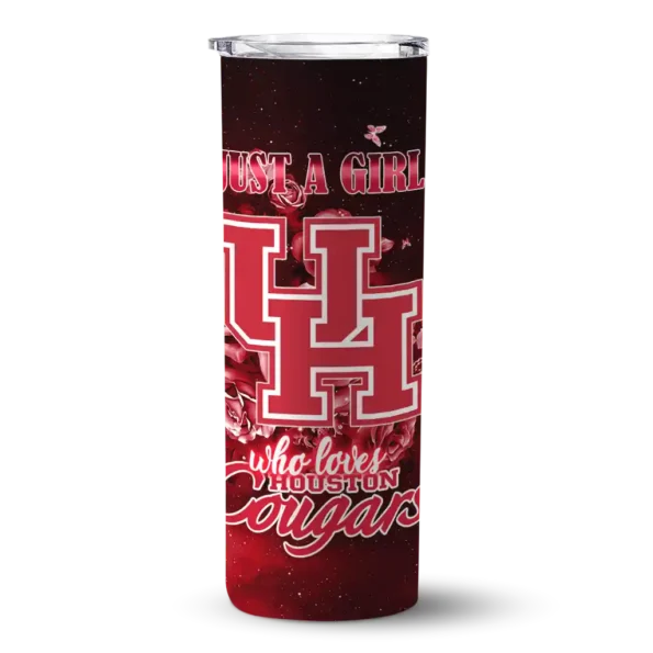 customized houston cougars rose romance red black skinny tumbler best selling