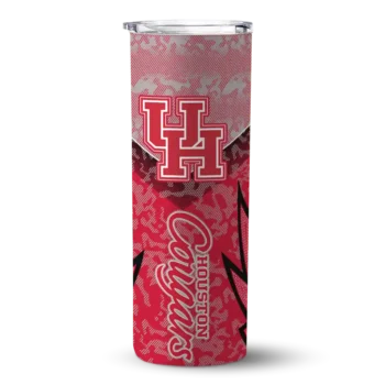 Customized Houston Cougars Spiral Burst Print Red Skinny Tumbler