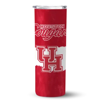Customized Houston Cougars Torn Band Red White Skinny Tumbler