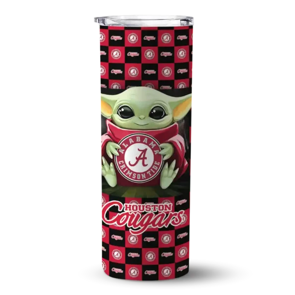 customized houston cougars yoda cozy red black skinny tumbler best selling