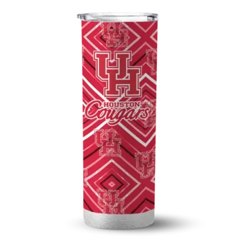 Customized Houston Cougars Zipper Leopard Red Skinny Tumbler