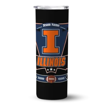 Customized Illinois Fighting Illini Helmet Belt Blue Black Skinny Tumbler