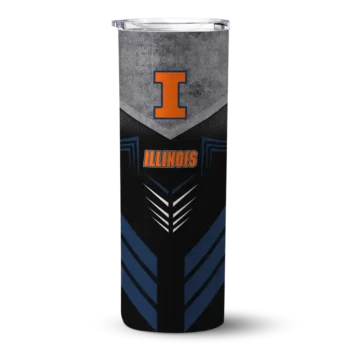 Customized Illinois Fighting Illini Hexagon Honeycomb Blue Black Skinny Tumbler