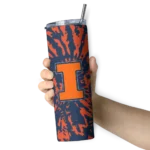 customized-illinois-fighting-illini-metallic-grid-blue-skinny-tumbler-best-selling.webp