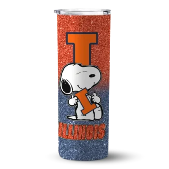 Customized Illinois Fighting Illini Snoopy Attitude Blue Skinny Tumbler