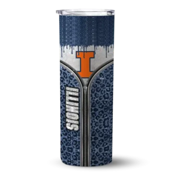 Customized Illinois Fighting Illini Sparkle Drip Blue Skinny Tumbler