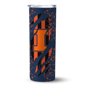 Customized Illinois Fighting Illini Star Pop Blue Black Skinny Tumbler