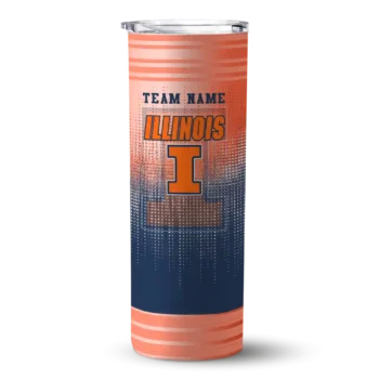 Customized Illinois Fighting Illini Swirl Texture Blue Skinny Tumbler