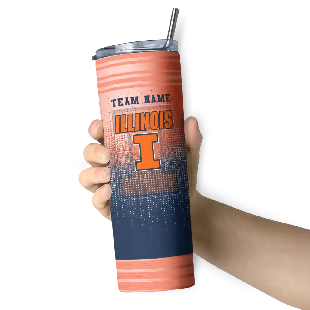 customized-illinois-fighting-illini-swirl-texture-blue-skinny-tumbler-premium-grade.webp