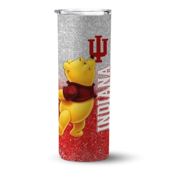 Customized Indiana Hoosiers Winnie the Pooh Red Gray Skinny Tumbler